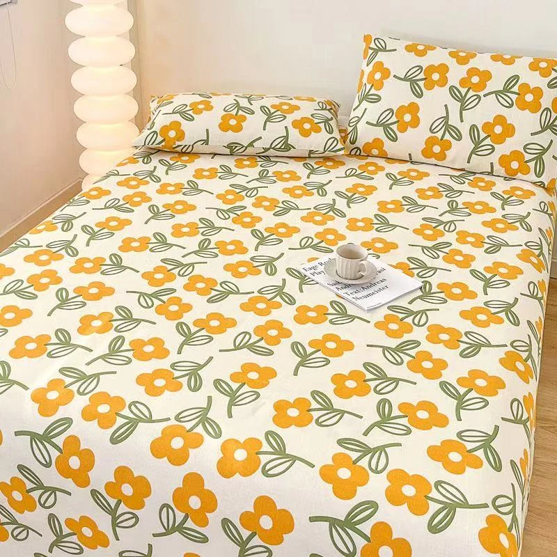 断码【小黄花】加厚细沙原棉老粗布2*2.4米双人床单 吸汗透气软凉席