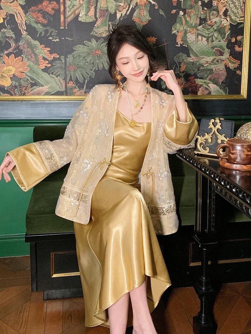 【桃子自制】0114 新中式重工亮钻防晒外套