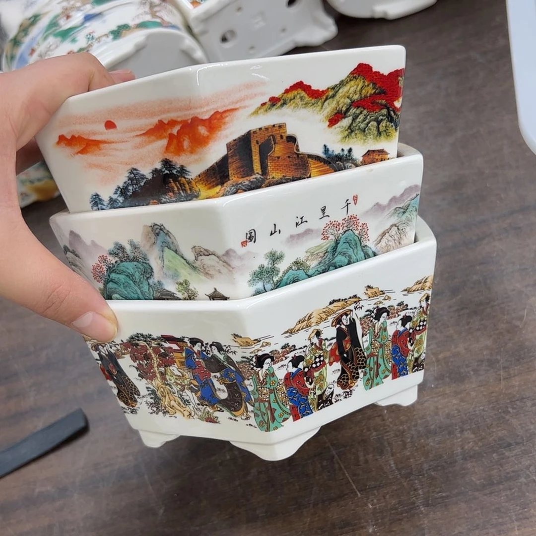 紫砂花盆308号瑕疵3个17/7cm福利