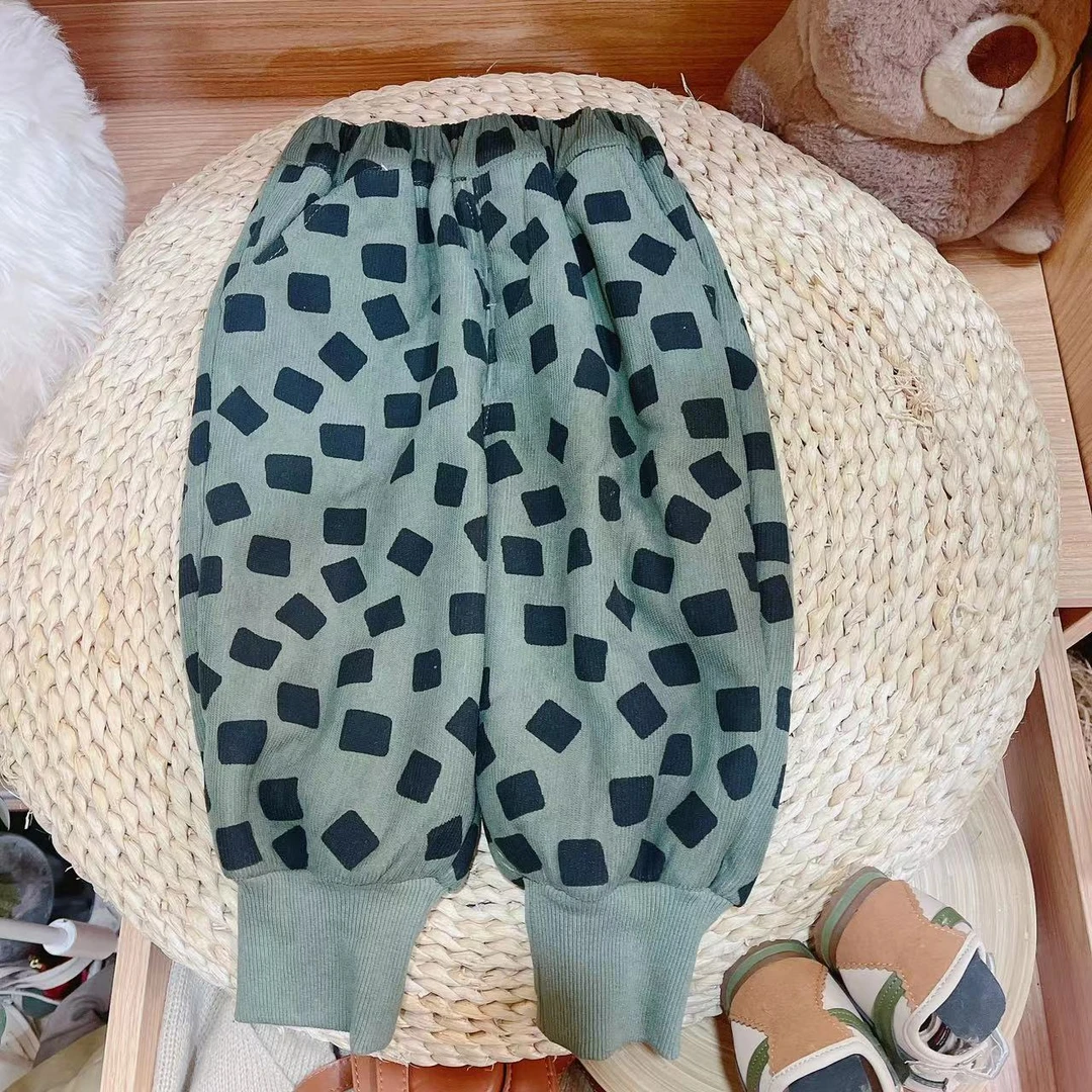 【JMJQ 231015】秋冬韩版男女宝灯芯绒方块保暖加厚夹毛一体绒长裤