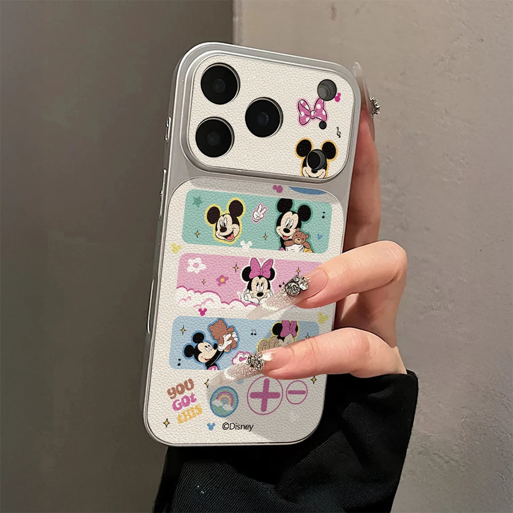 微笑米奇米妮适用iPhone17手机壳大视窗小羊皮新款卡通华为oppo