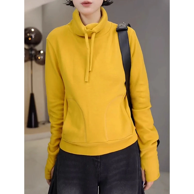 设计感双面绒高领卫衣女2025冬季新款时尚气质小众减龄打底衫上衣