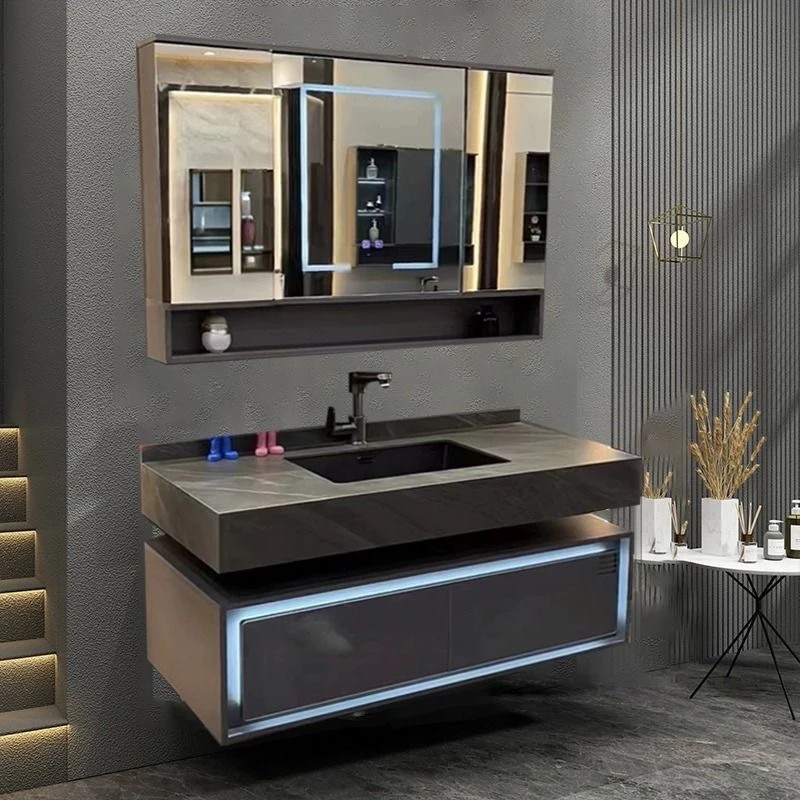 轻奢简约折叠风水镜柜一体浴室柜卫生间洗手盆洗脸浴室柜购买链接