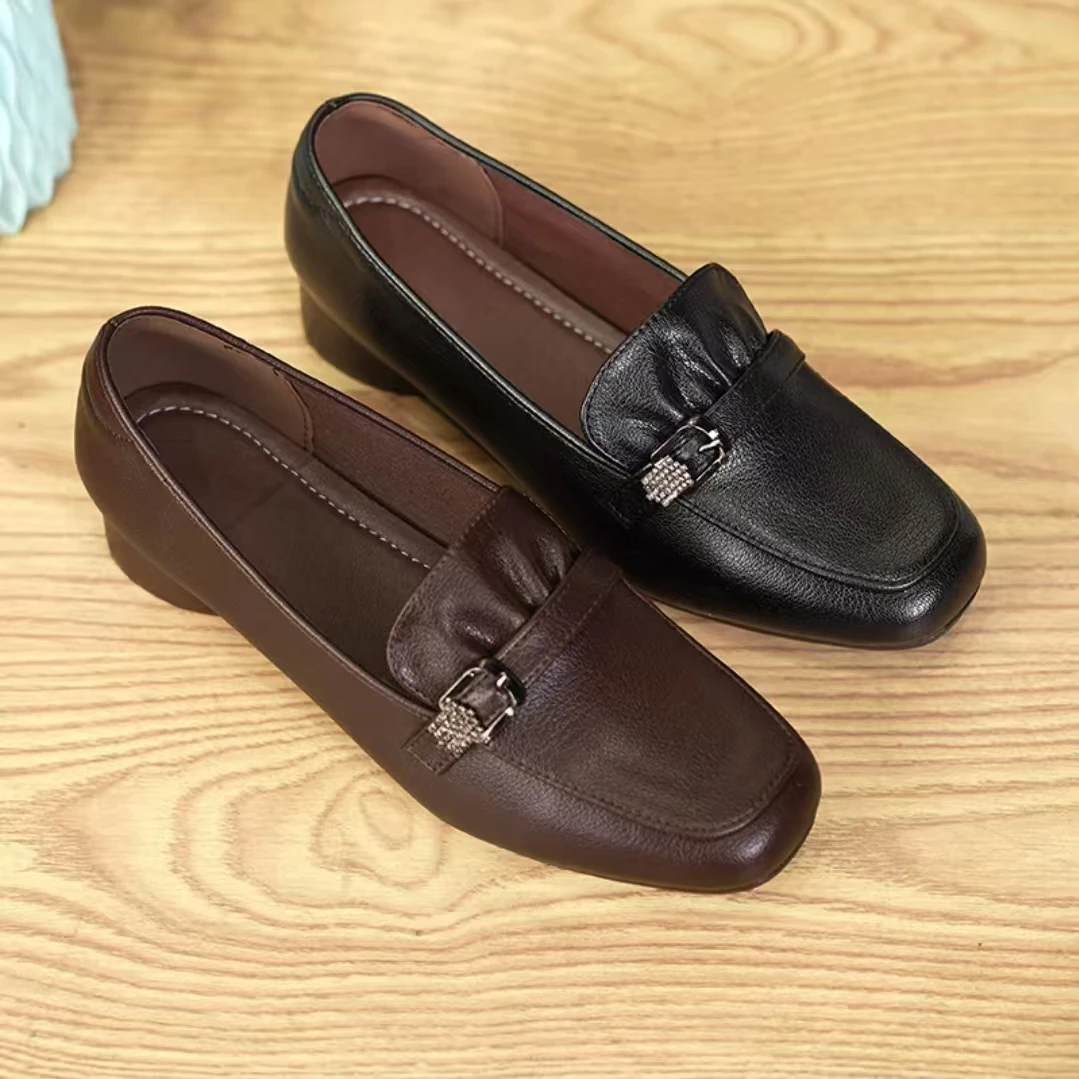 【纤芙森女鞋】538一脚蹬复古秋季平底舒适浅口百搭单鞋