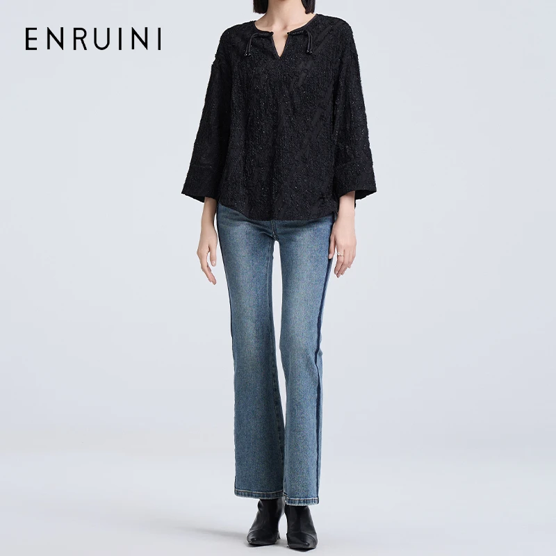 款秋季复古牛仔裤休闲时尚气质牛仔裤气质ESQN6B398