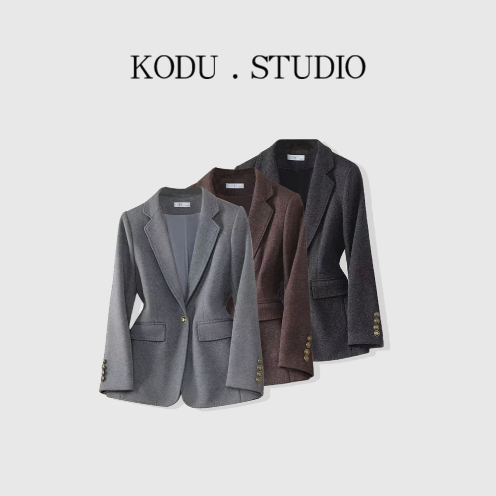 【刻度KODU】BH-5763秋冬新品时尚气质一粒扣翻领收腰西服外套