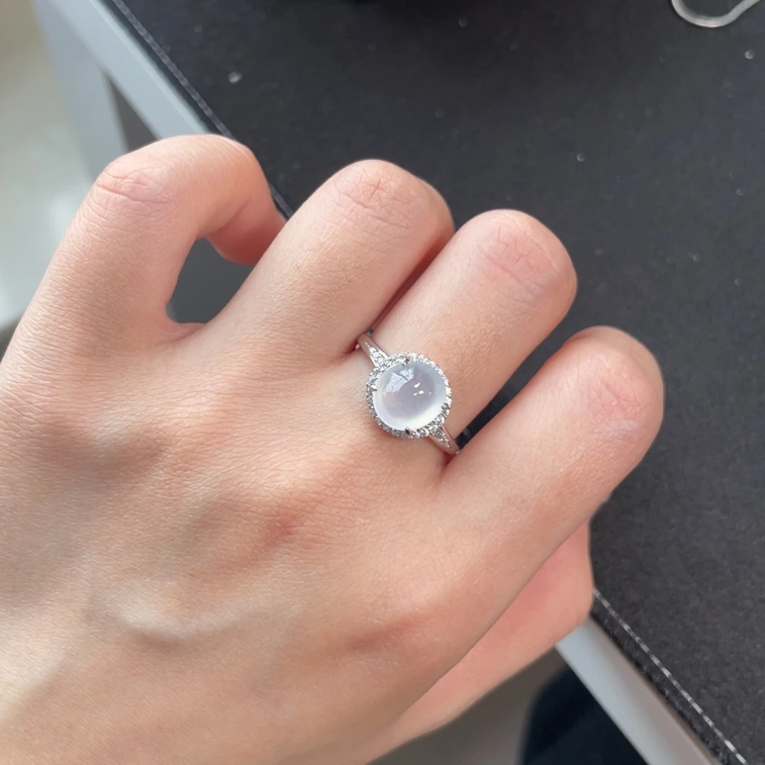 翡翠戒指银S925镶嵌58800