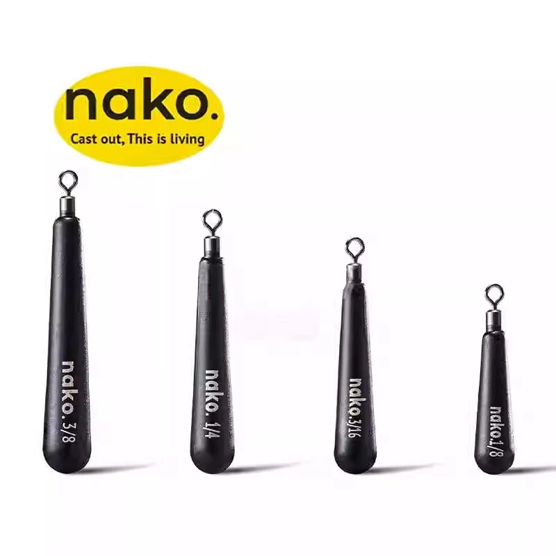nako.路亚自由钓组钨钢棒球型/水滴形自由钓坠 超耐久氧化黑色