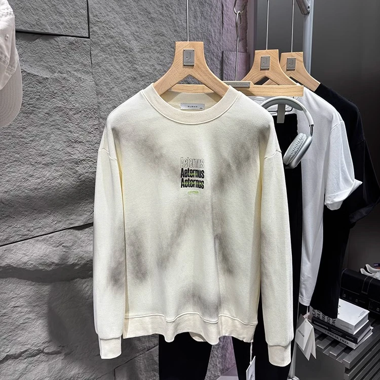 帅的掉渣！王牌质感 晕染脏脏洗 B家新工艺！男士圆领卫衣潮1029