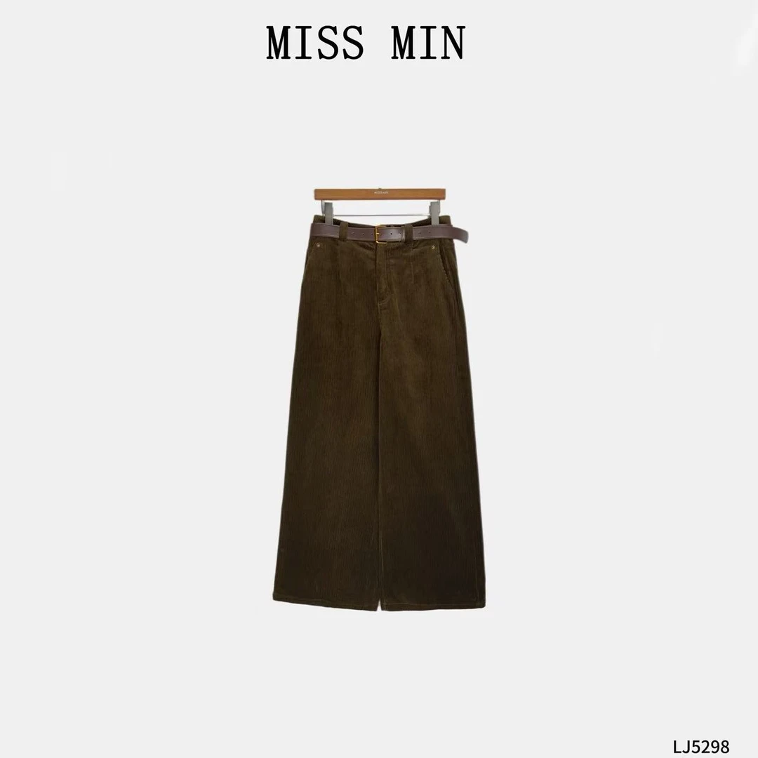 MISS MIN【栗秋】洋气有调性灯芯绒清冷系衣服通勤显瘦直筒裤LJ5298