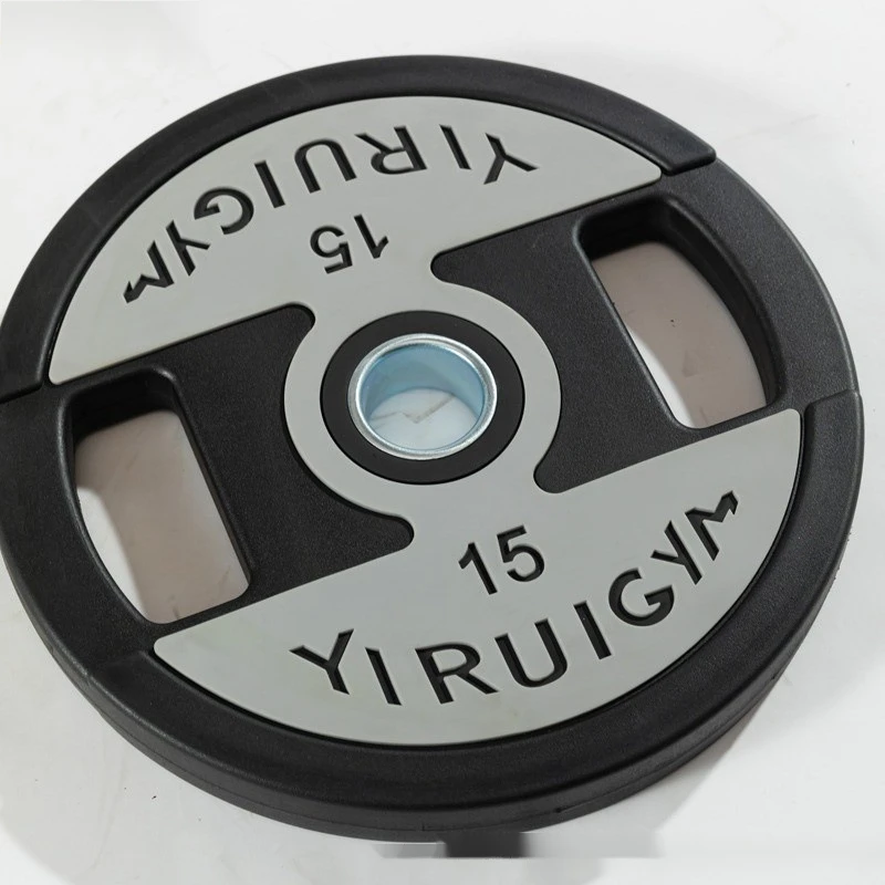 大孔杠铃片健身房器械单个举重哑铃片包胶手抓杠铃片奥杆家用燃