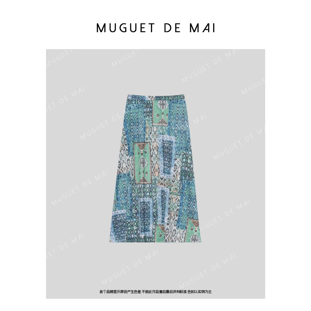 【MGDM】回馈！波西米亚印花半身裙女夏高腰显瘦轻薄凉感宽松中长裙