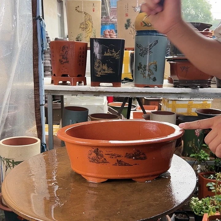 宜兴紫砂30红椭圆