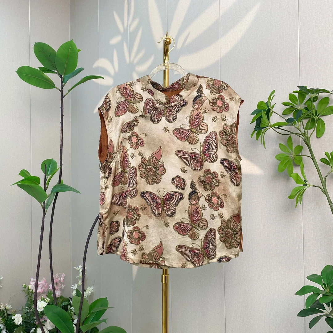 【福气蝶蝶】2025夏季新款新中式国风短款蝴蝶提花短袖奥黛女上衣