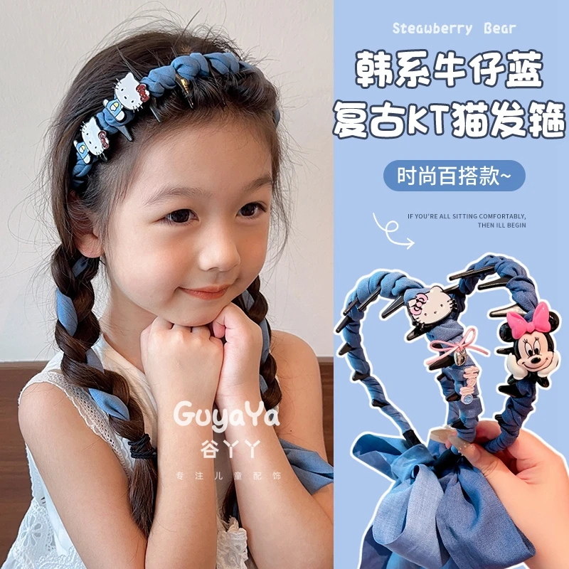 儿童可爱凯蒂猫飘带发箍女童编发头箍发饰女孩不勒头带齿防滑头饰