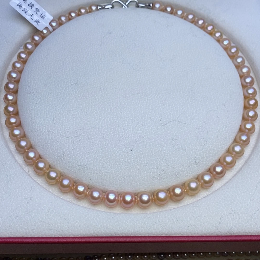 颈饰淡水珍珠未镶嵌无核 粉橙色