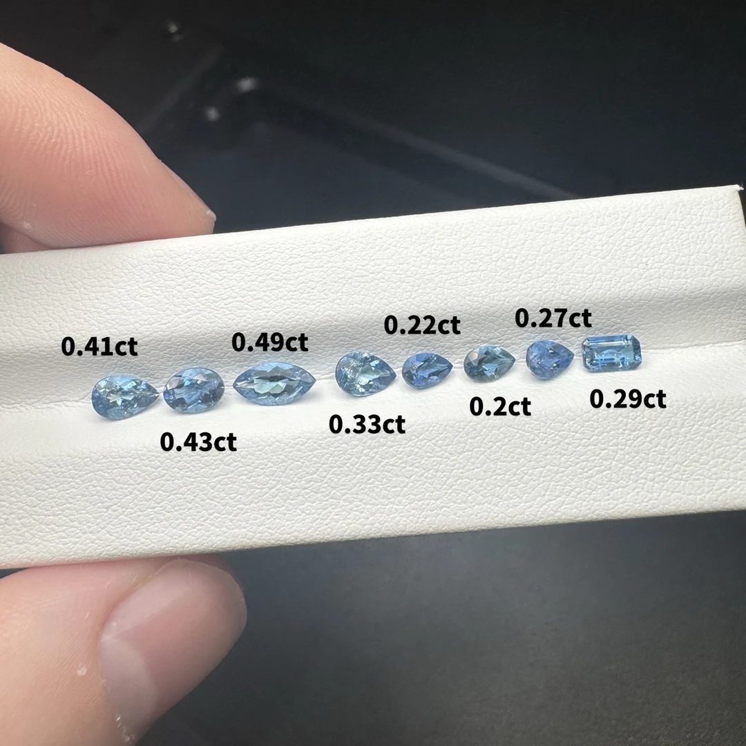 天然海蓝宝超级圣玛利亚色干净爆闪无注胶酸洗戒面裸石项链