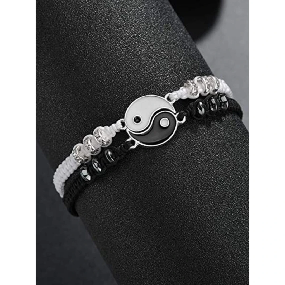 合金手链 时尚八卦太极阴阳手链学生情侣手绳简约可调节编织手串