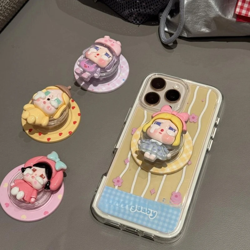 蓝格纹花朵条纹哭娃磁吸适用苹果16promax手机壳15保护套14少女13