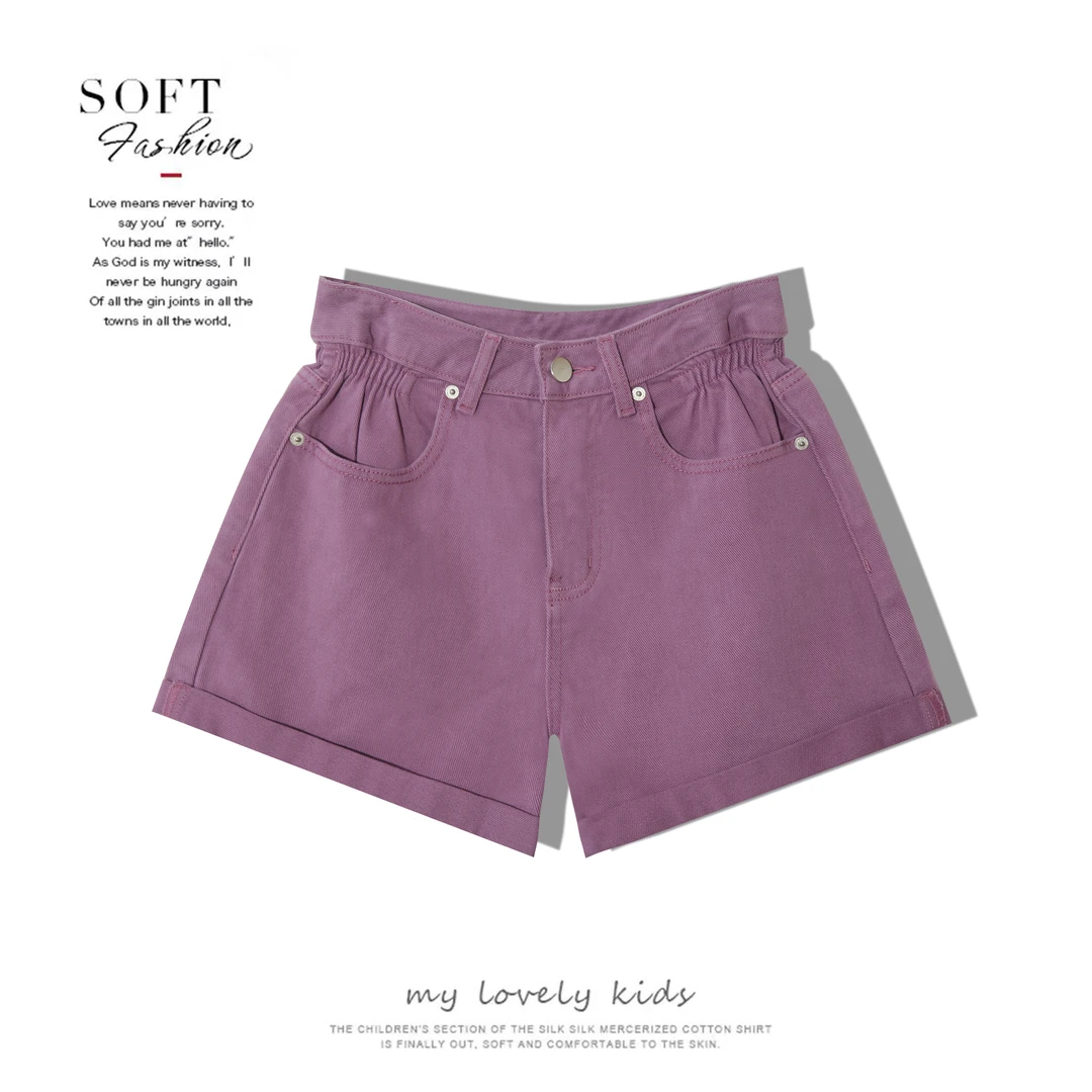 女士时尚宽松牛仔短裤女夏A字宽松百搭辣妹显瘦卷边热裤P-2G460