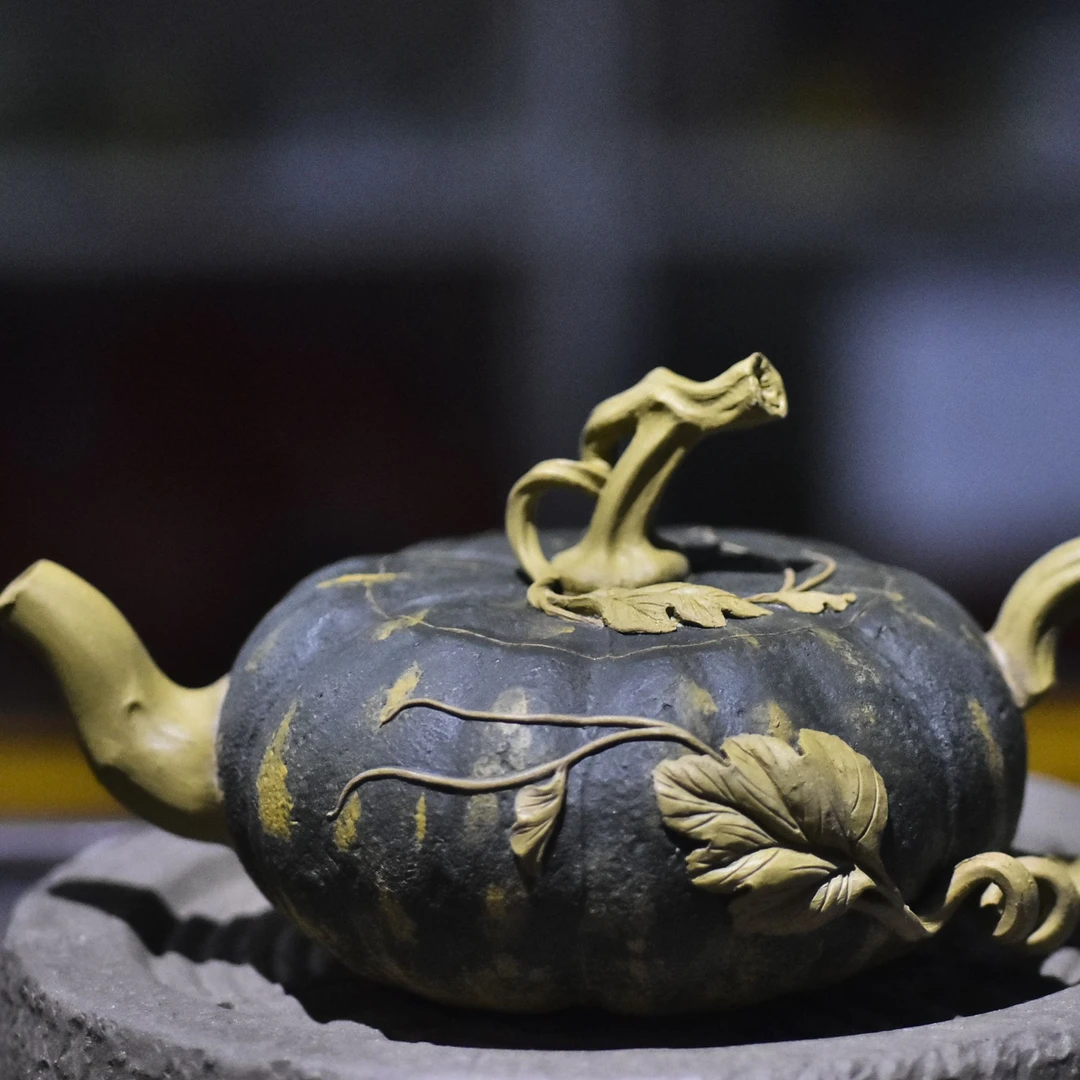 绿泥粉浆制作250cc紫砂南瓜壶全手工茶具紫砂壶纯手工茶壶手制