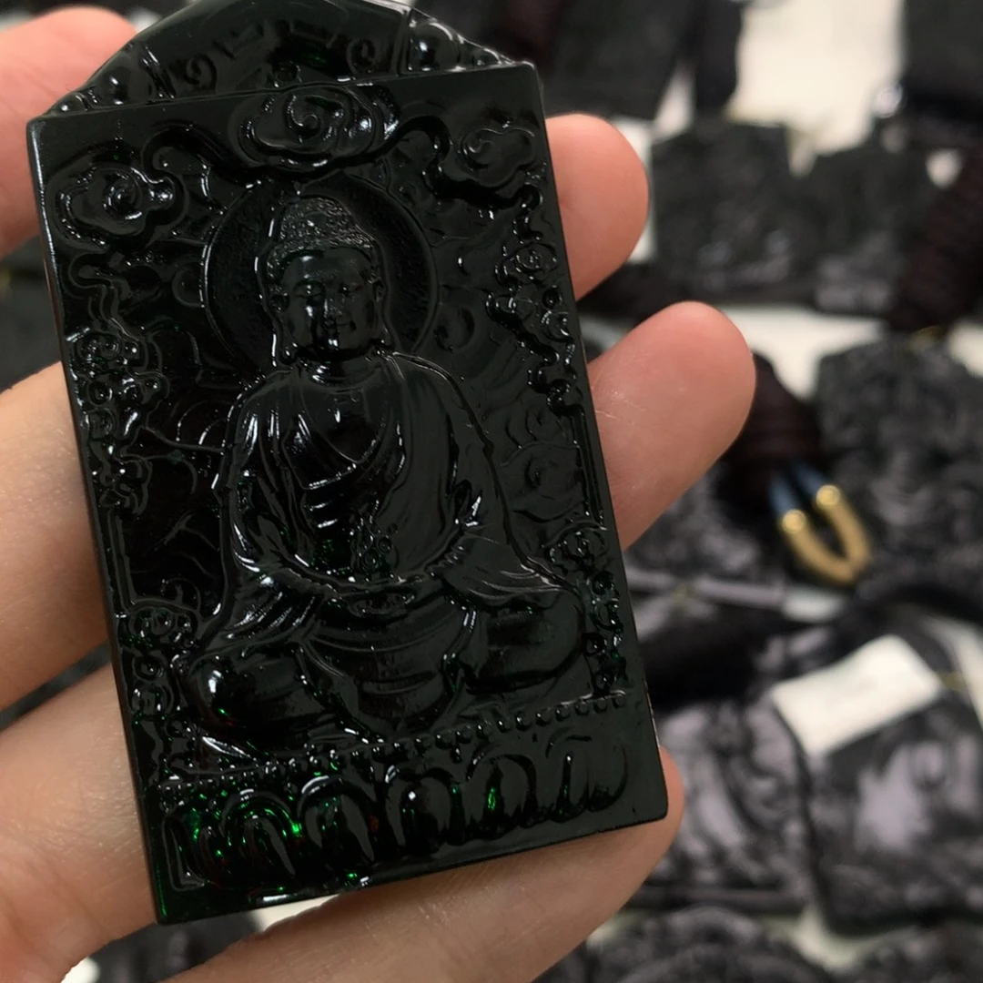 天然缅甸a货钢琴黑挂件