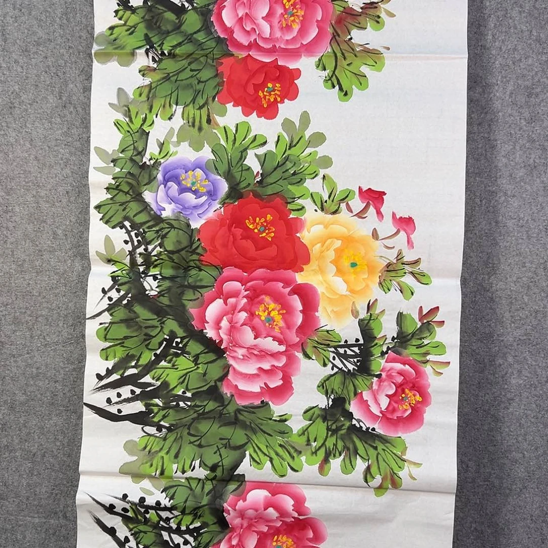 国画614 花鸟在树丛的顶端鸣叫叫声响