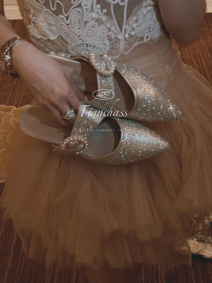 ｛化身人鱼姬｝包头拖夏季25新款法式一字半拖鞋女鞋外穿粗跟凉鞋