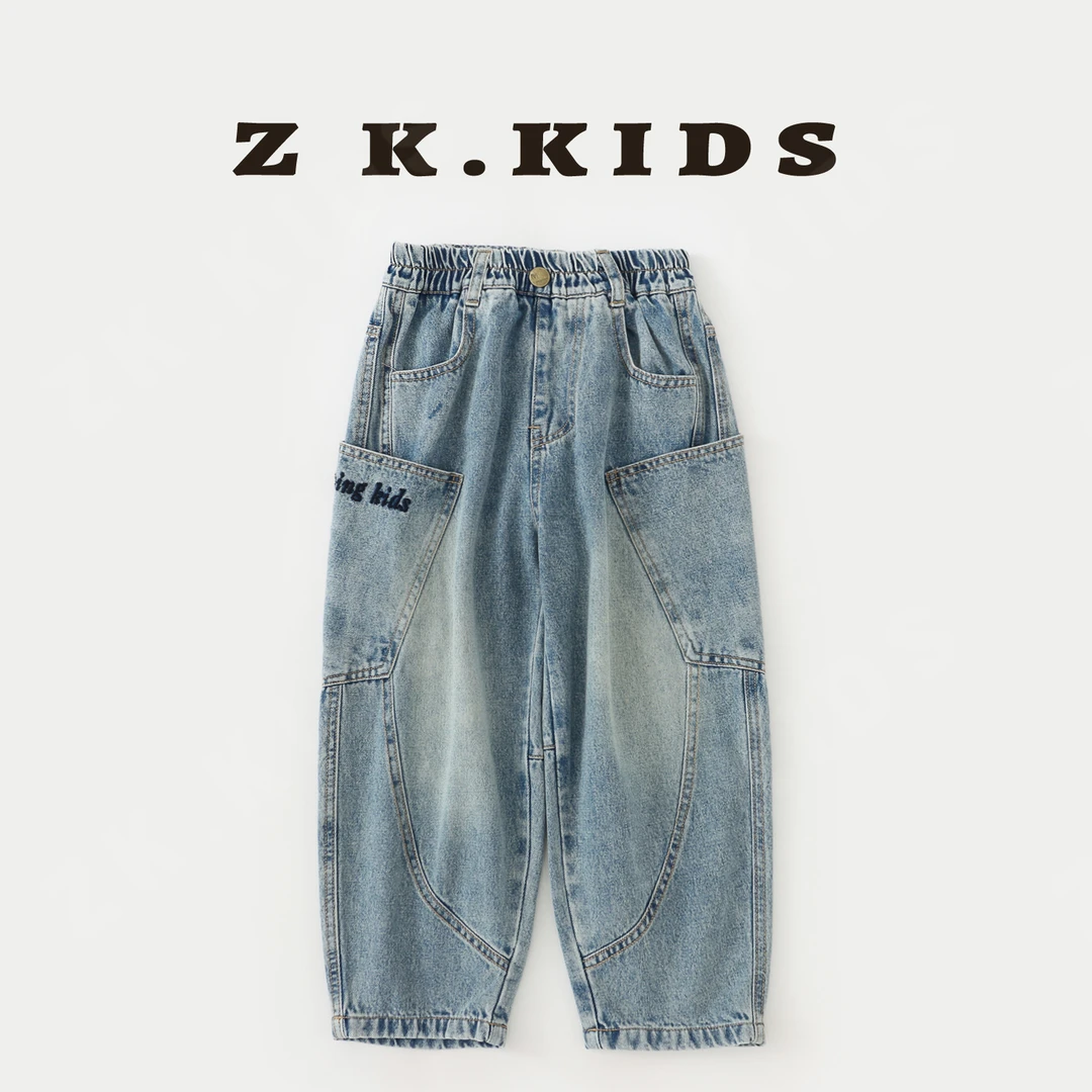 【Z&K】春秋季中大童休闲百搭宽松牛仔裤ZK-6211093