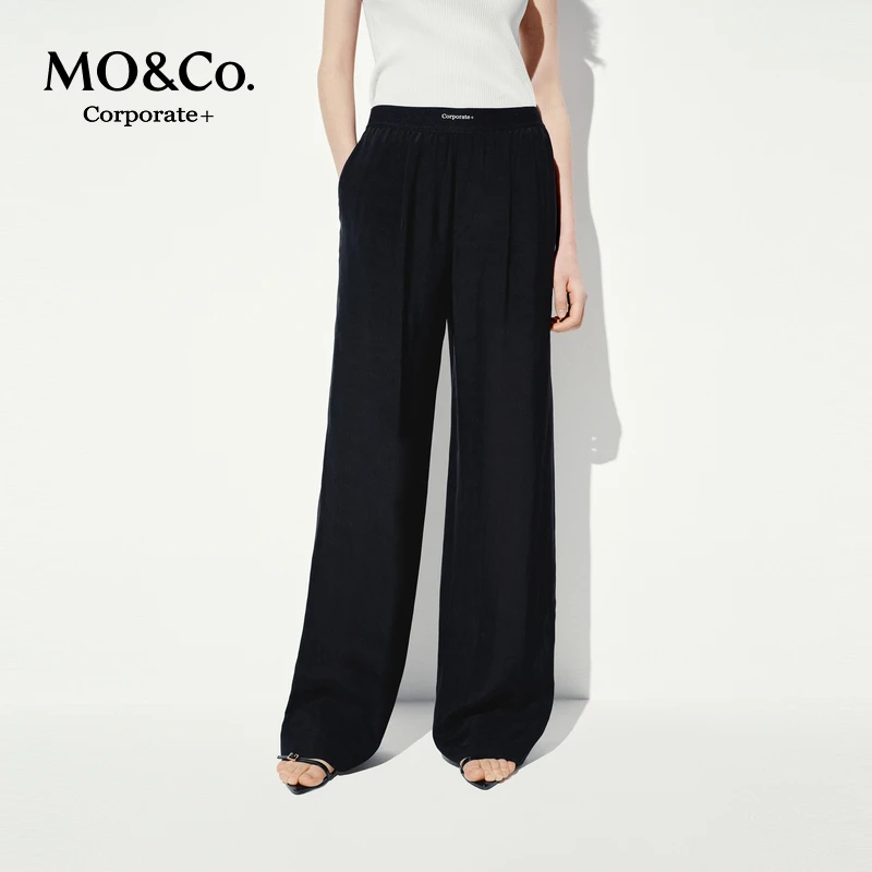 【C+系列】MOCO西裤2025夏新品运动橡筋高腰直筒阔腿裤MBE2PAT011