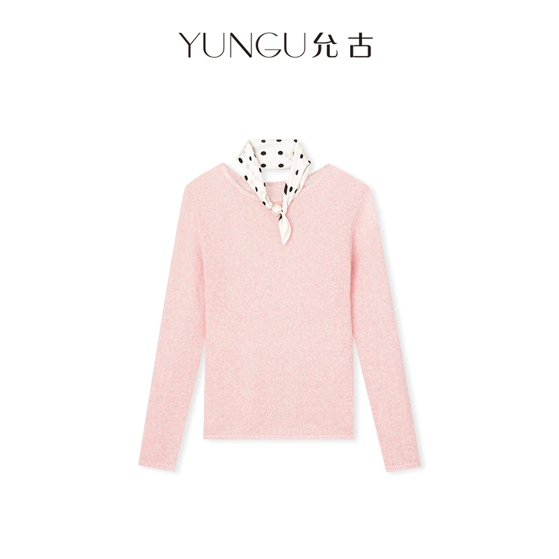 YUNGU允古 法式羊驼毛·绵羊毛亮丝天丝针织衫25秋新款上衣