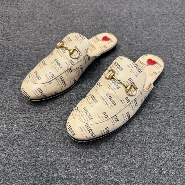 99新 GUCCI/古驰  满印马蹄扣半拖37码/3063