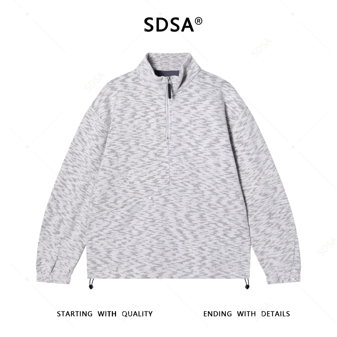 SDSA男士秋冬新款痞帅男装极简风半拉链立领卫衣下摆松紧设计时尚