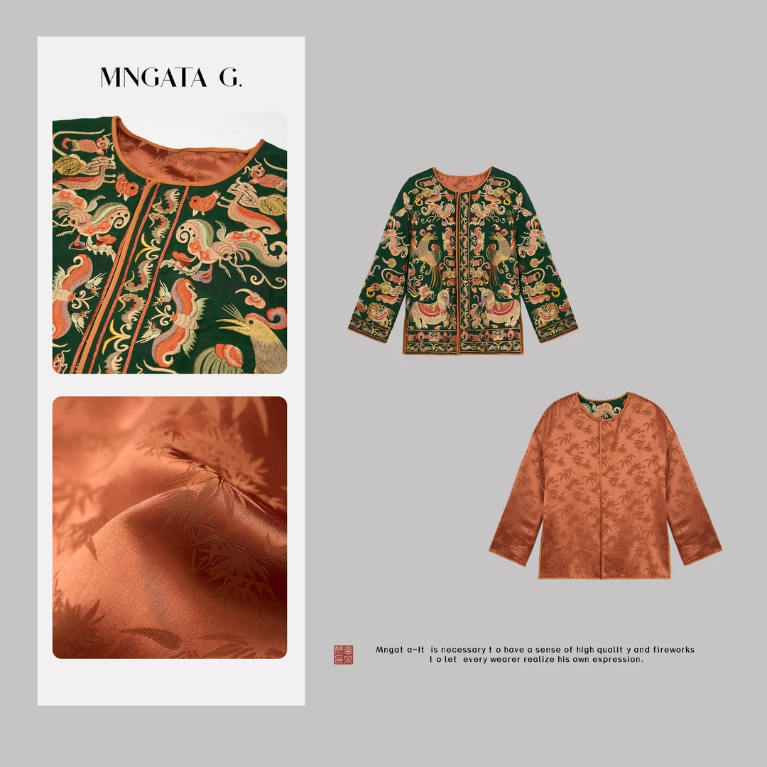 MNGATA G.宫小妍【苗绣·天官赐福】真丝新中式国风秋冬外套Y030014