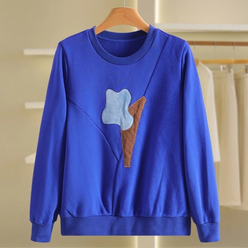 【伍莎-自营】洋气宽松休闲抓绒圆领卫衣#VBH48V003