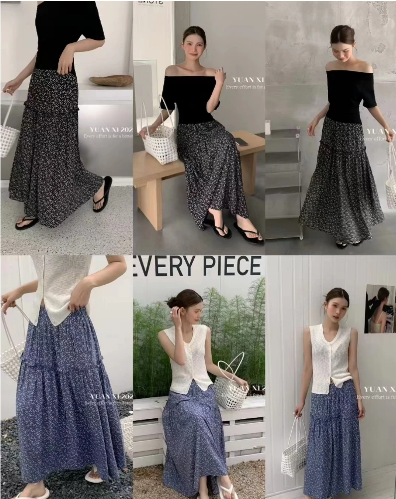 温柔瑶-元熙#韩系显瘦碎花百搭半裙#6237（裙长91cm）