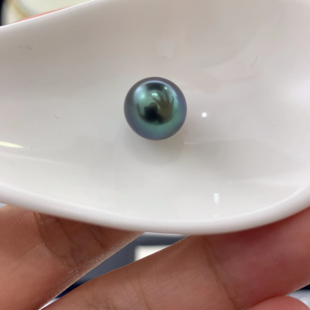 未镶嵌裸珠定制海水珍珠极光蓝莓无暇9.9mm