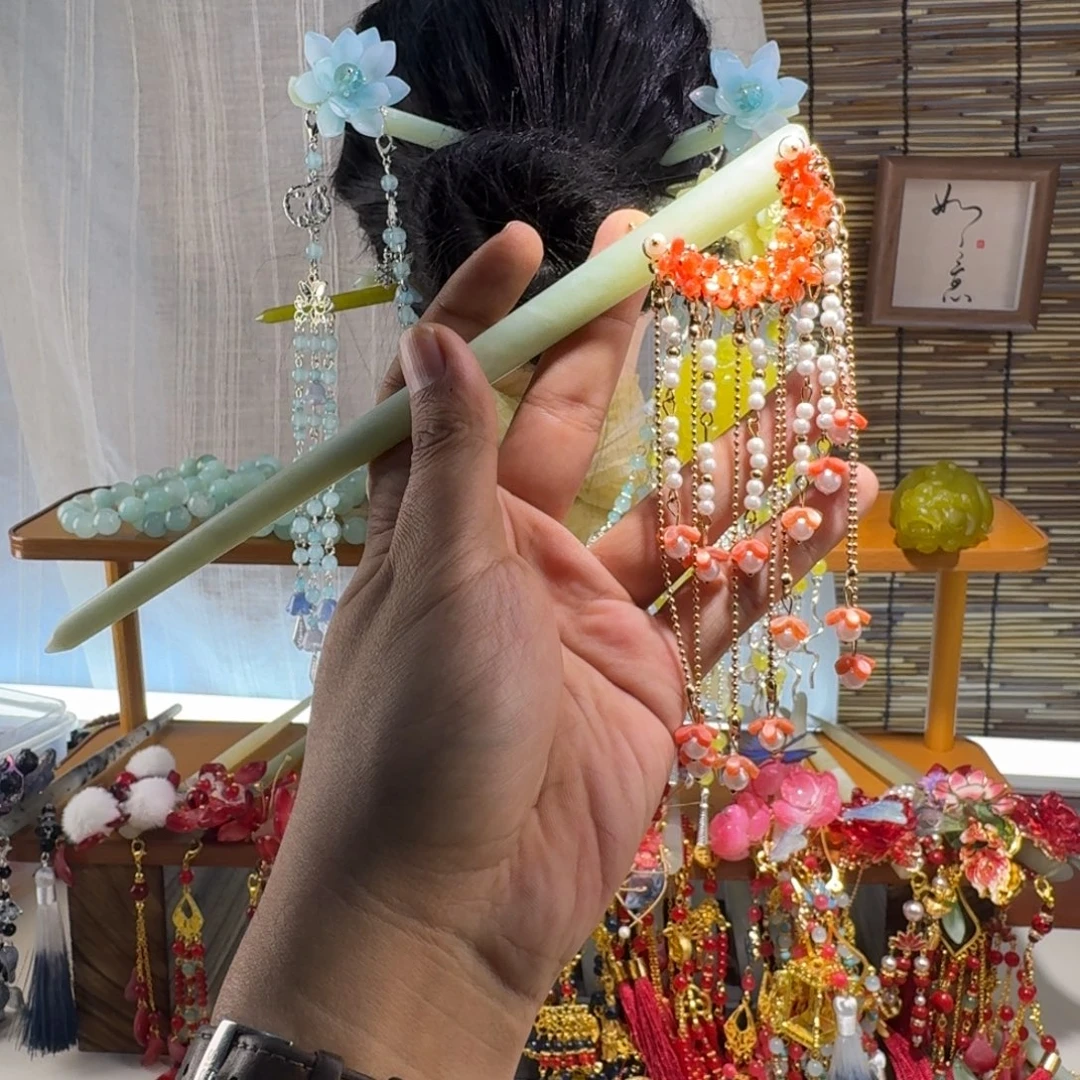 蛇纹石玉合金发饰