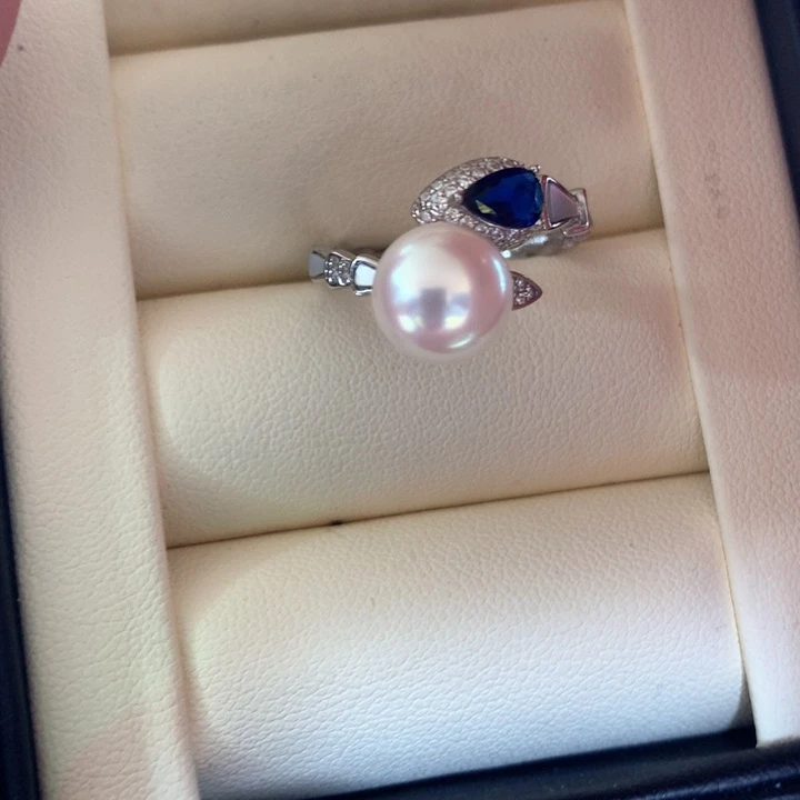 银S925镶嵌戒指海水珍珠
