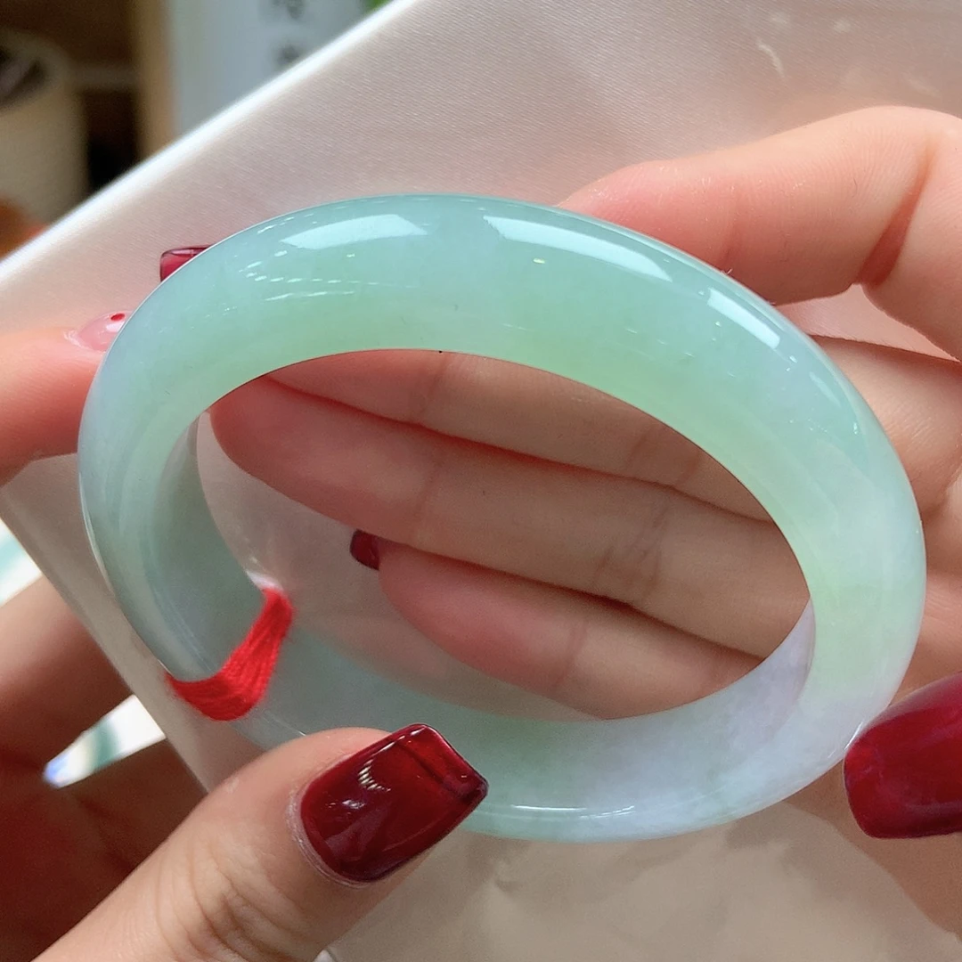 翡翠未镶嵌手镯冰润甜果绿66号