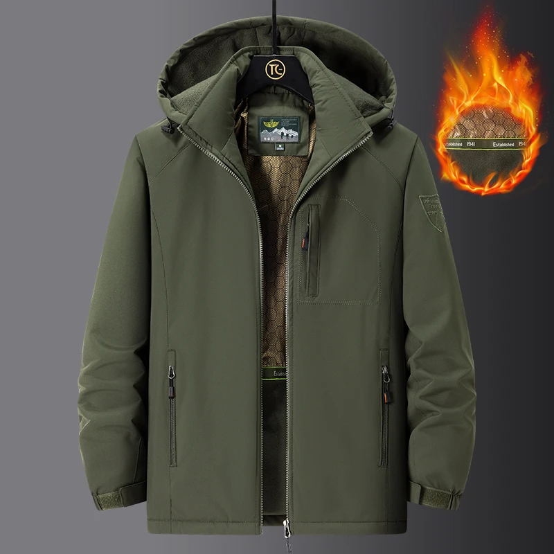 雅鹿优选秋冬男士户外防风加绒保暖棉衣多口袋休闲中老年外套棉袄