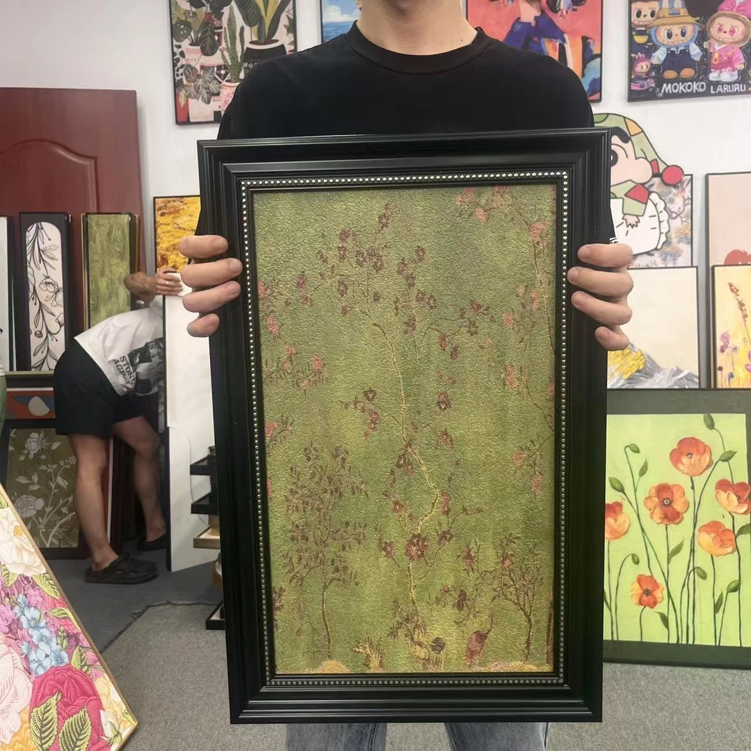 法式复古风绿色植物花卉客厅沙发背景墙艺术挂画146