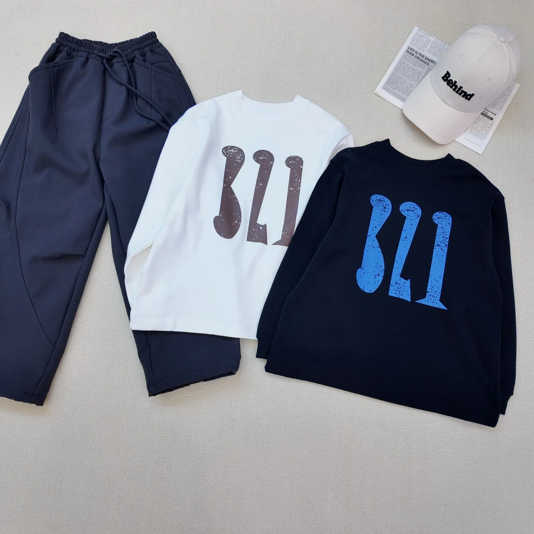 【小哥童装】深秋男童休闲风T恤圆领打底简约百搭中大童上衣D2528