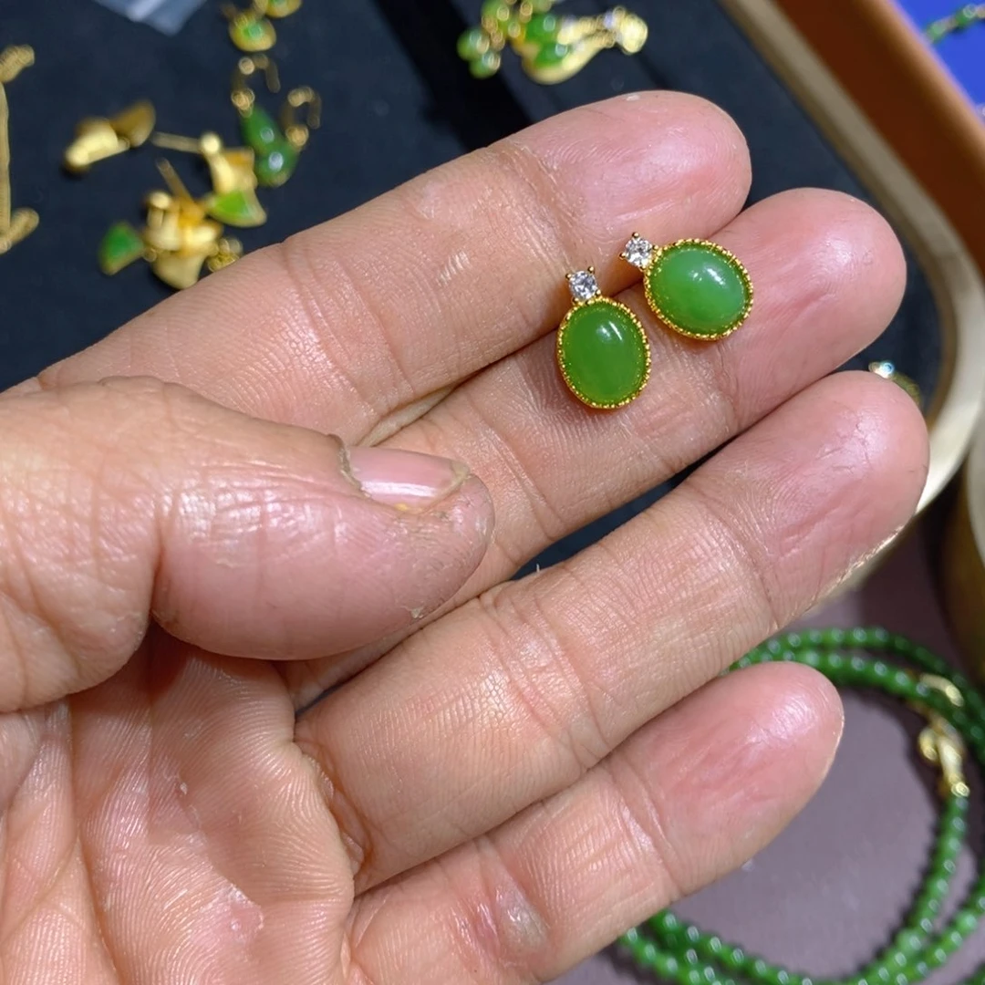 和田玉（碧玉）颈饰银S925镶嵌