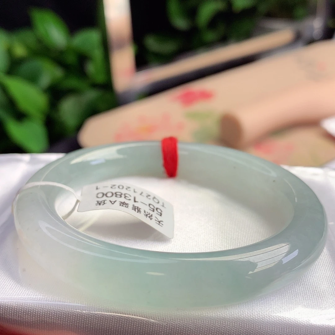 未镶嵌手镯翡翠55-56圈口冰晴显白带洒乌鸡冰条6号