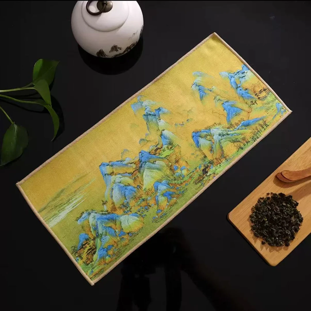 吸水茶巾布鸟语花香风格茶道实用茶布
