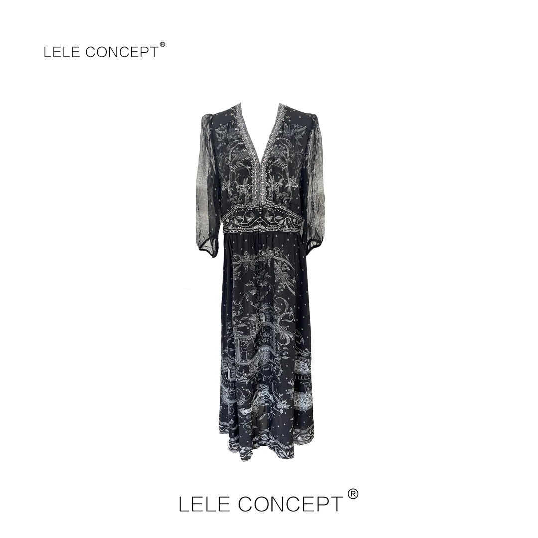 LELE CONCEPT丨设计款两色连衣花裙Q0565
