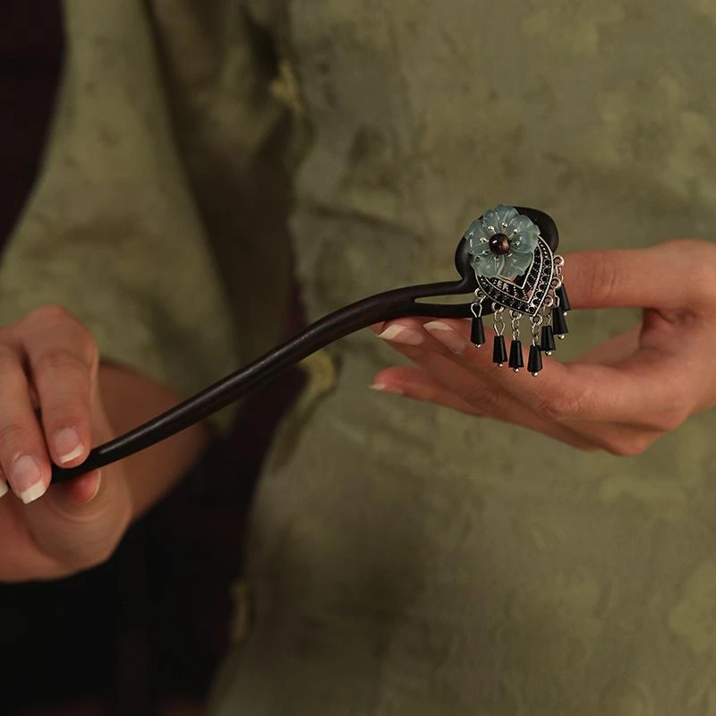 古风木发簪马面裙头饰流苏发簪现代古装木簪挽发步摇简约中国风