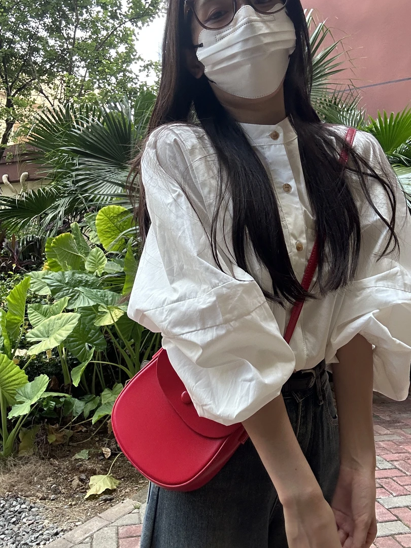 006法式复古小众设计感纯棉衬衫休闲别致漂亮上衣宽松百搭白衬衣