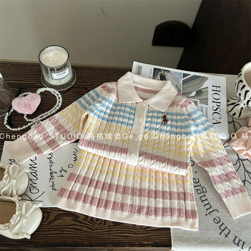 女童春装针织套装2025新款时髦女宝宝春秋衣服两件套